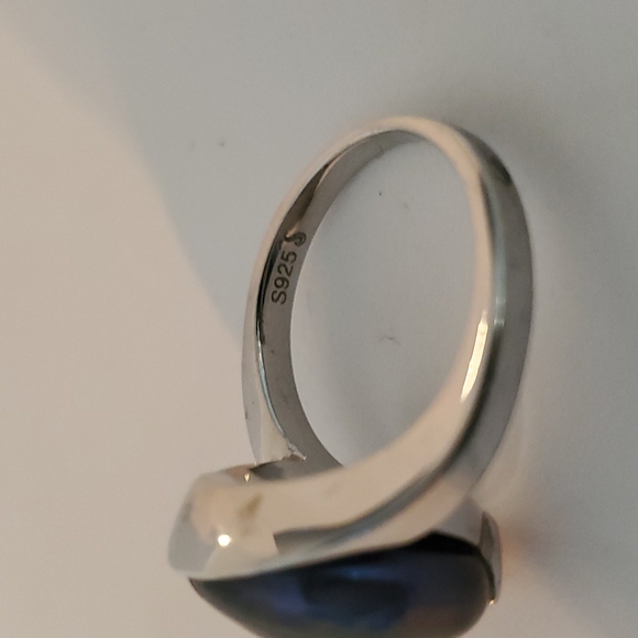 Sterling Silver Genuine Black Coin Pearl Ring Size 6 - Picture 6 of 7